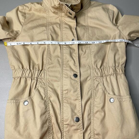 Old Navy Windbreaker Jacket Full Zip Snap Button Long Sleeve Pocket Beige Tan XS - Picture 9 of 10
